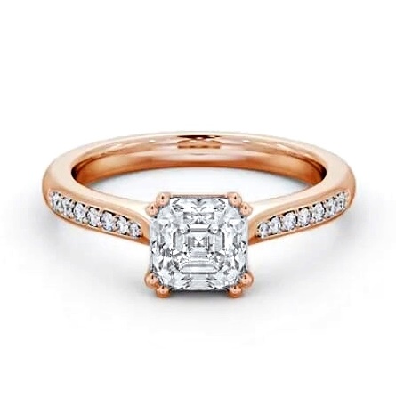 Asscher Diamond 8 Prong Engagement Ring 9K Rose Gold Solitaire ENAS28S_RG_THUMB1