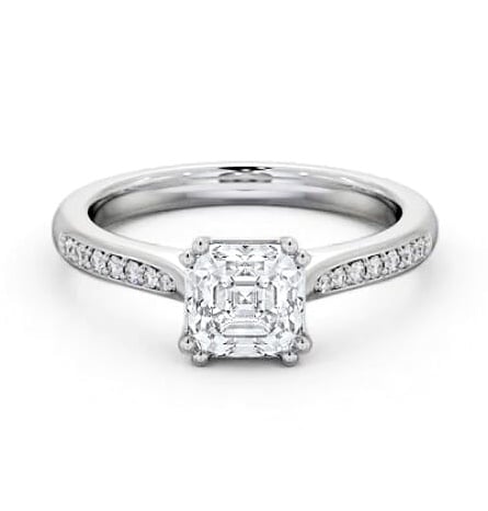 Asscher Diamond 8 Prong Engagement Ring 9K White Gold Solitaire ENAS28S_WG_THUMB1