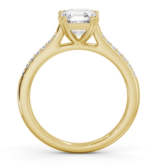 Asscher Diamond 8 Prong Engagement Ring 9K Yellow Gold Solitaire ENAS28S_YG_THUMB1 