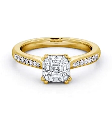 Asscher Diamond 8 Prong Engagement Ring 18K Yellow Gold Solitaire ENAS28S_YG_THUMB1