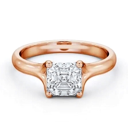 Asscher Diamond Split Trellis Design Ring 9K Rose Gold Solitaire ENAS29_RG_THUMB1