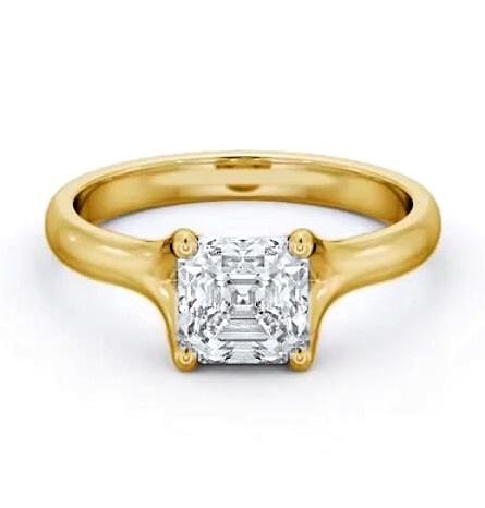 Asscher Diamond Split Trellis Design Ring 9K Yellow Gold Solitaire ENAS29_YG_THUMB1