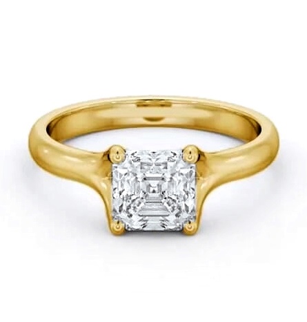 Asscher Diamond Split Trellis Design Ring 18K Yellow Gold Solitaire ENAS29_YG_THUMB2 