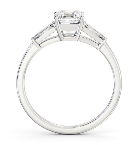Asscher Ring 18K White Gold Solitaire Tapered Baguette Side Stones ENAS29S_WG_THUMB1 