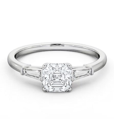 Asscher Ring Palladium Solitaire with Tapered Baguette Side Stones ENAS29S_WG_THUMB2 