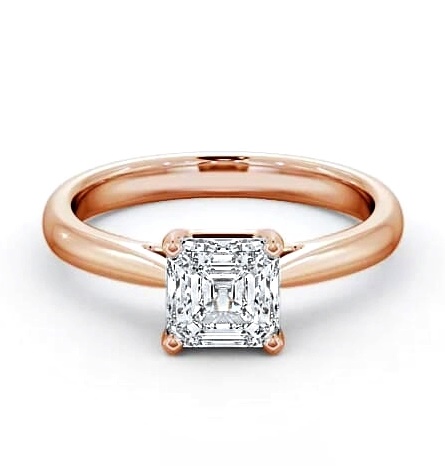Asscher Diamond Classic 4 Prong Ring 18K Rose Gold Solitaire ENAS2_RG_THUMB1
