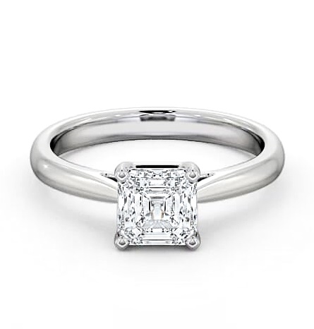 Asscher Diamond Classic 4 Prong Engagement Ring Palladium Solitaire ENAS2_WG_THUMB1