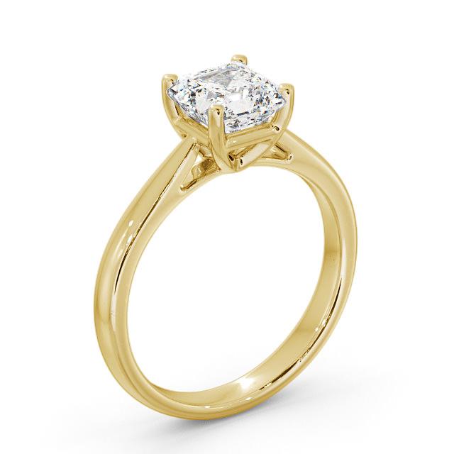 Asscher Diamond Engagement Ring 9K Yellow Gold Solitaire - Devan ENAS2_YG_HAND