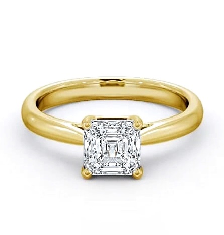 Asscher Diamond Classic 4 Prong Ring 18K Yellow Gold Solitaire ENAS2_YG_THUMB1