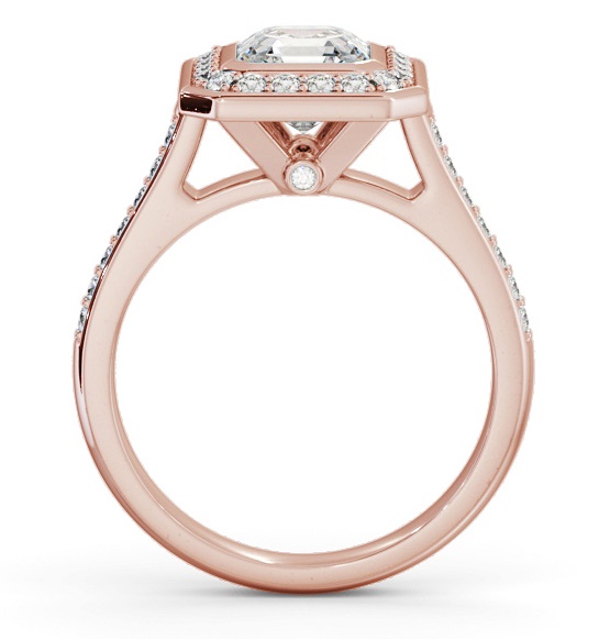 Halo Asscher Diamond Flush Setting Engagement Ring 9K Rose Gold ENAS30_RG_THUMB1 