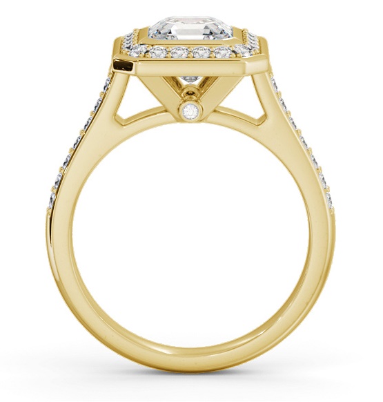 Halo Asscher Diamond Flush Setting Engagement Ring 18K Yellow Gold ENAS30_YG_THUMB1 