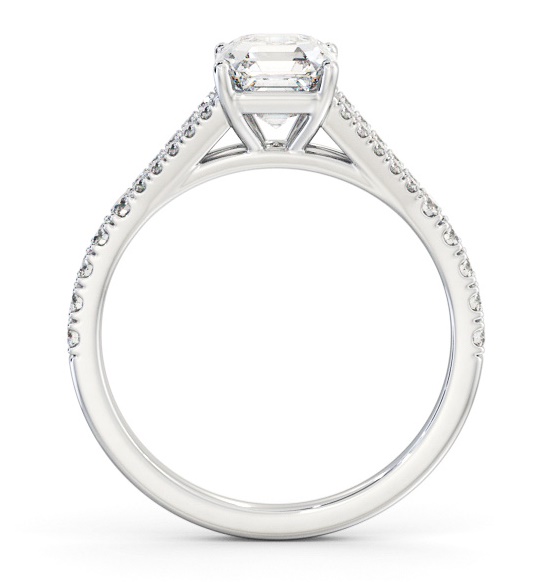 Asscher Diamond Split Band Engagement Ring 18K White Gold Solitaire ENAS30S_WG_THUMB1 