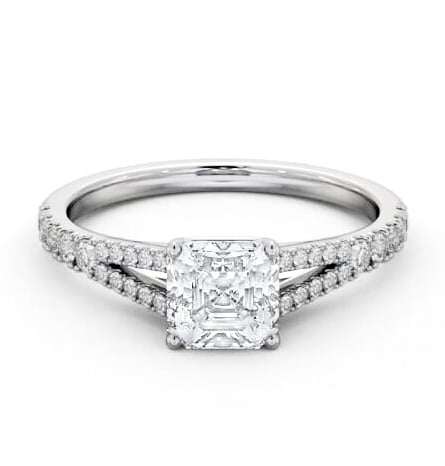 Asscher Diamond Split Band Engagement Ring 18K White Gold Solitaire ENAS30S_WG_THUMB1
