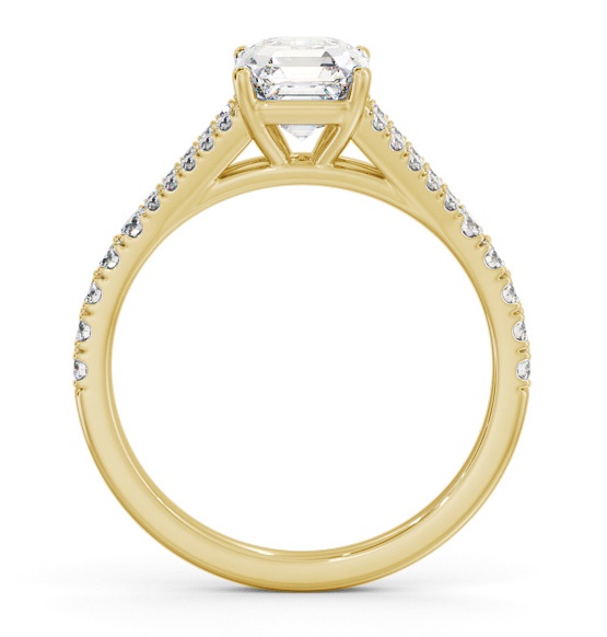 Asscher Diamond Split Band Engagement Ring 18K Yellow Gold Solitaire ENAS30S_YG_THUMB1 