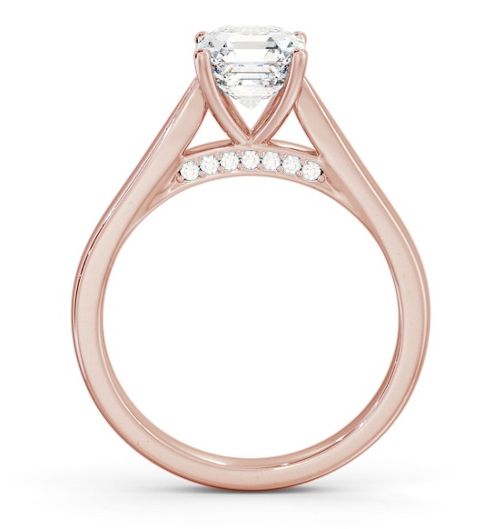 Asscher Ring with Diamond Set Bridge 18K Rose Gold Solitaire ENAS31_RG_THUMB1 