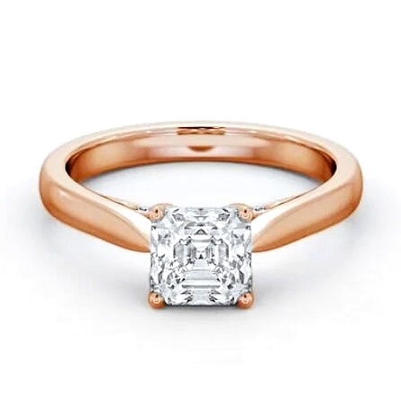 Asscher Ring with Diamond Set Bridge 18K Rose Gold Solitaire ENAS31_RG_THUMB1