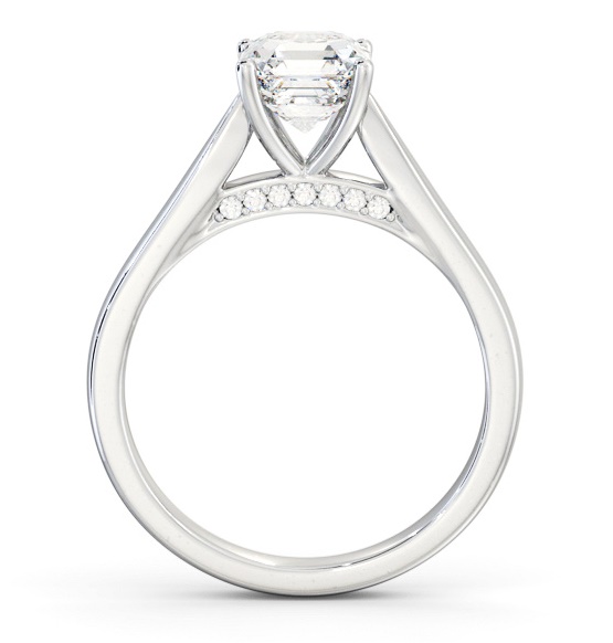 Asscher Diamond Engagement Ring with Diamond Set Bridge 18K White Gold Solitaire ENAS31_WG_THUMB1