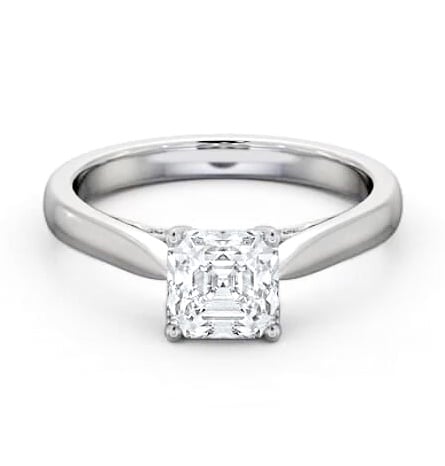 Asscher Ring with Diamond Set Bridge 9K White Gold Solitaire ENAS31_WG_THUMB1