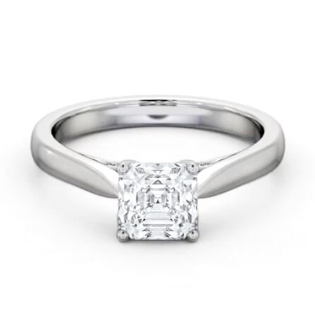 Asscher Ring with Diamond Set Bridge 9K White Gold Solitaire ENAS31_WG_THUMB2 
