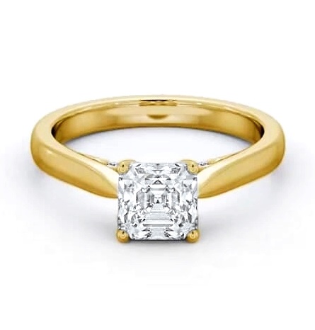 Asscher Ring with Diamond Set Bridge 18K Yellow Gold Solitaire ENAS31_YG_THUMB1