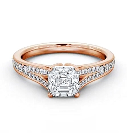 Asscher Diamond Split Channel Engagement Ring 9K Rose Gold Solitaire ENAS31S_RG_THUMB1
