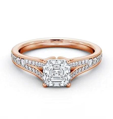 Asscher Diamond Split Channel Engagement Ring 18K Rose Gold Solitaire ENAS31S_RG_THUMB2 