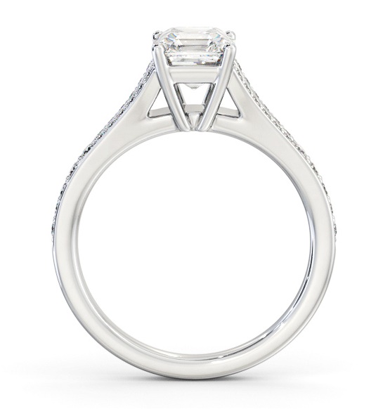 Asscher Diamond Split Channel Engagement Ring 18K White Gold Solitaire ENAS31S_WG_THUMB1 