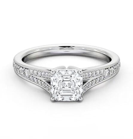 Asscher Diamond Split Channel Engagement Ring Platinum Solitaire ENAS31S_WG_THUMB1