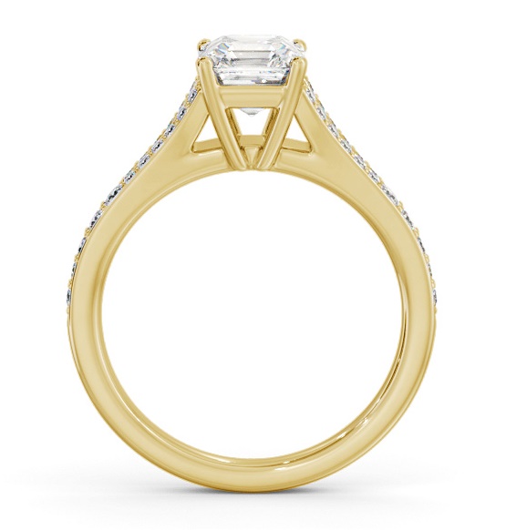 Asscher Diamond Split Channel Ring 18K Yellow Gold Solitaire ENAS31S_YG_THUMB1 