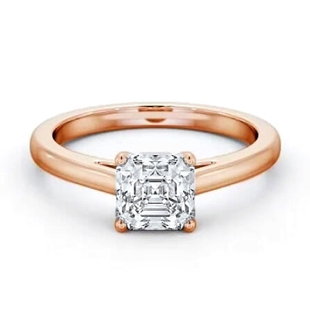 Asscher Diamond Box Style Setting Ring 18K Rose Gold Solitaire ENAS32_RG_THUMB1