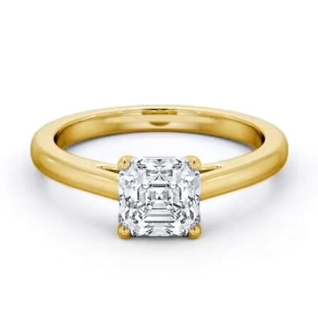 Asscher Diamond Box Style Setting Ring 18K Yellow Gold Solitaire ENAS32_YG_THUMB1