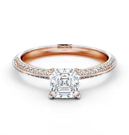 Asscher Diamond Knife Edge Engagement Ring 18K Rose Gold Solitaire ENAS32S_RG_THUMB2 