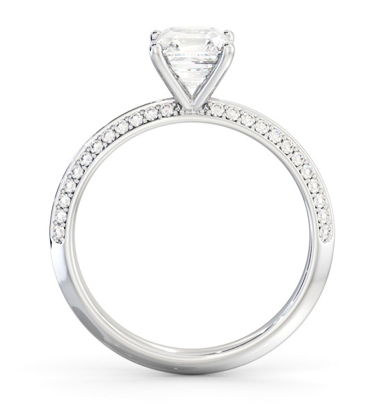 Asscher Diamond Knife Edge Engagement Ring 18K White Gold Solitaire ENAS32S_WG_THUMB1 