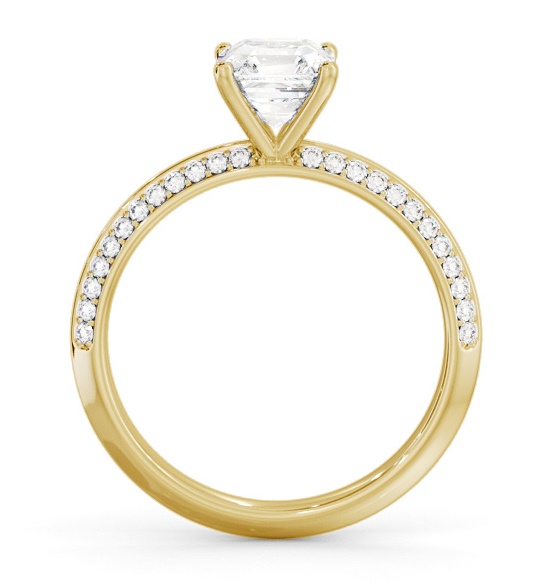 Asscher Diamond Knife Edge Engagement Ring 18K Yellow Gold Solitaire ENAS32S_YG_THUMB1 