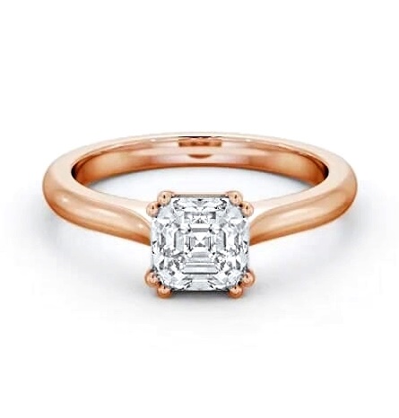 Asscher Diamond 8 Prong Engagement Ring 9K Rose Gold Solitaire ENAS33_RG_THUMB1