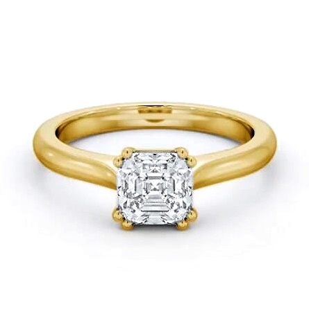 Asscher Diamond 8 Prong Engagement Ring 18K Yellow Gold Solitaire ENAS33_YG_THUMB1