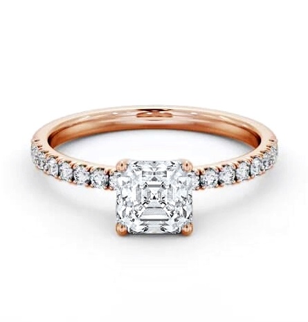 Asscher Diamond 4 Prong Engagement Ring 9K Rose Gold Solitaire ENAS33S_RG_THUMB1
