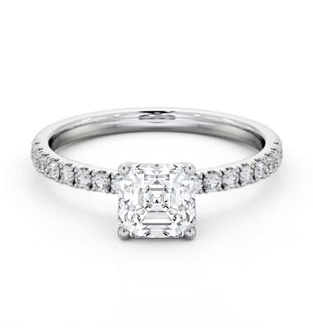 Asscher Diamond 4 Prong Engagement Ring 18K White Gold Solitaire ENAS33S_WG_THUMB1