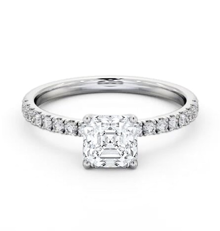 Asscher Diamond 4 Prong Engagement Ring 18K White Gold Solitaire ENAS33S_WG_THUMB2 