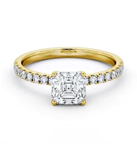 Asscher Diamond 4 Prong Engagement Ring 9K Yellow Gold Solitaire ENAS33S_YG_THUMB1