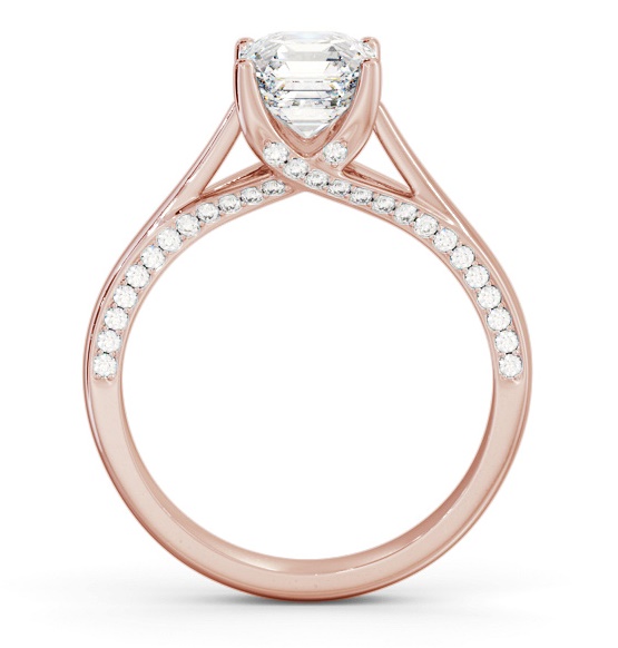 Asscher Diamond Vintage Style Engagement Ring 18K Rose Gold Solitaire ENAS34_RG_THUMB1 