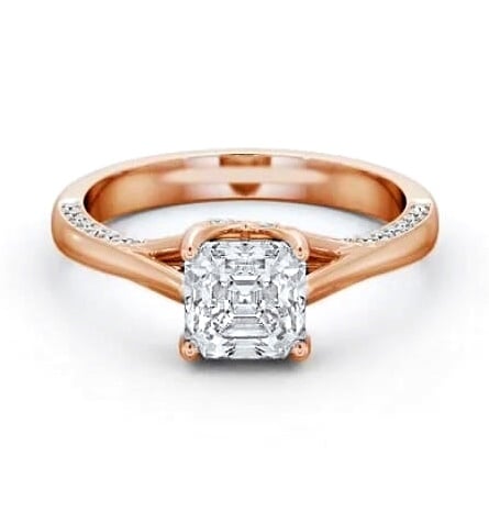 Asscher Diamond Vintage Style Engagement Ring 18K Rose Gold Solitaire ENAS34_RG_THUMB1