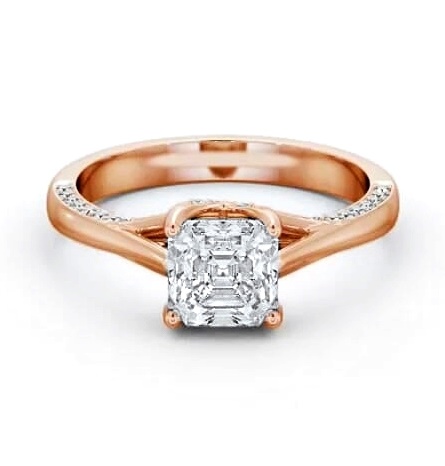 Asscher Diamond Vintage Style Engagement Ring 9K Rose Gold Solitaire ENAS34_RG_THUMB2 