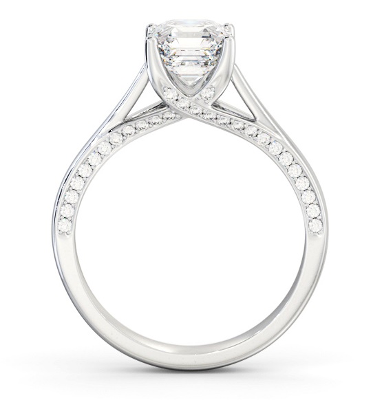 Asscher Diamond Vintage Style Engagement Ring Platinum Solitaire ENAS34_WG_THUMB1 
