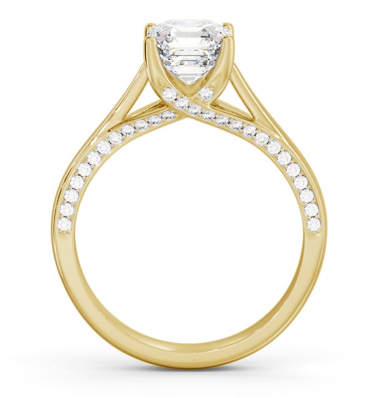Asscher Diamond Vintage Style Engagement Ring 9K Yellow Gold Solitaire ENAS34_YG_THUMB1 