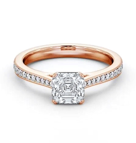 Asscher Diamond 4 Prong Engagement Ring 18K Rose Gold Solitaire ENAS34S_RG_THUMB1