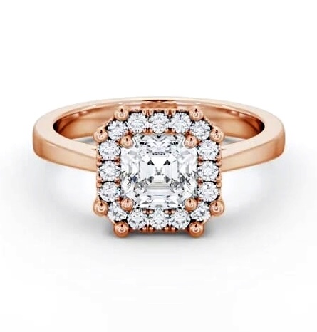 Halo Asscher Diamond Cluster Engagement Ring 18K Rose Gold ENAS35_RG_THUMB1