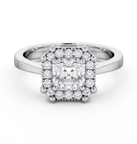 Halo Asscher Diamond Cluster Engagement Ring 18K White Gold ENAS35_WG_THUMB2 