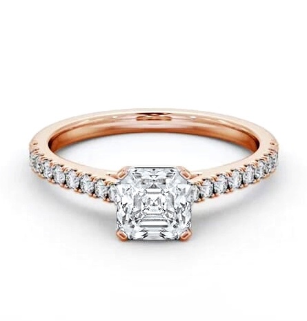 Asscher Diamond 4 Prong Engagement Ring 18K Rose Gold Solitaire ENAS35S_RG_THUMB1