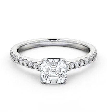 Asscher Diamond 4 Prong Engagement Ring 18K White Gold Solitaire ENAS35S_WG_THUMB2 